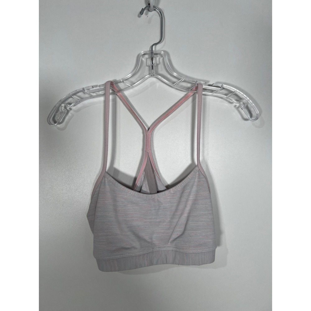 Lululemon Flow Y Bra Pink Grey Space Dye Y-Back Yoga Sports Bra Athleisure 10